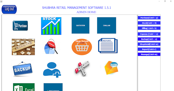 Shubhra Retail Management admin homepage