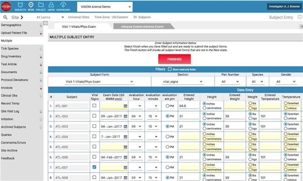 Vision Subject & Site Level Forms