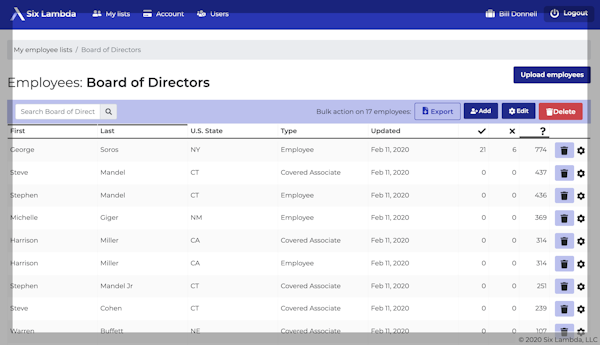 Six Lambda contribution list screenshot