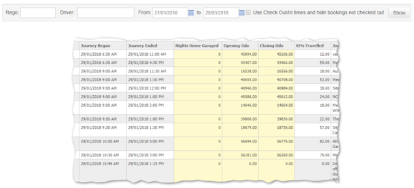 Smartrak vehicle log