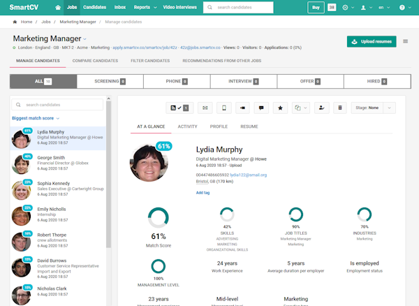 SmartCV candidate management