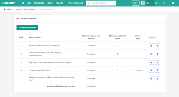SmartCV generic interview questions