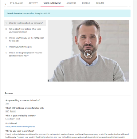 SmartCV video interview