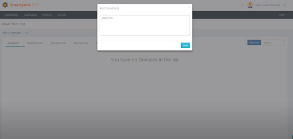 SmartyAds DSP domain whitelist