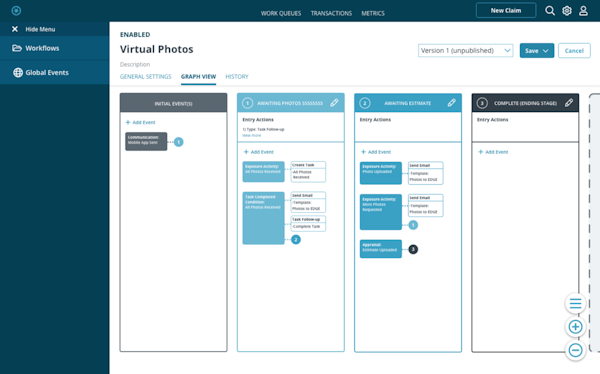 Snapsheet Claims workflow graph-view