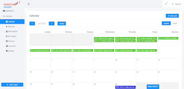 Social Aider calendar scheduling