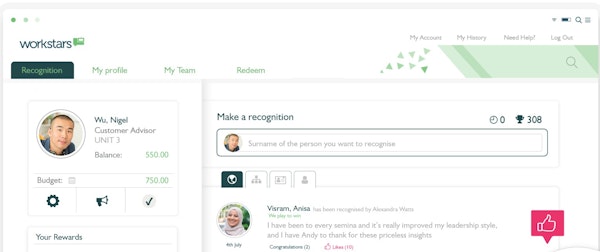 Workstars social recognition wall