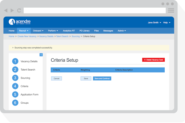Acendre Recruitment Configurability