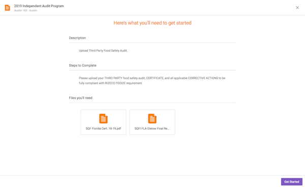 View for Supplier Tasks