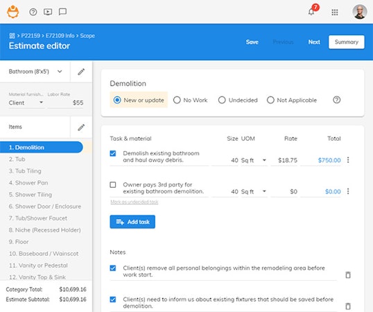 247PRO estimate editor