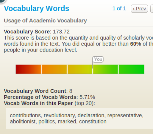 PaperRater vocabulary scoring