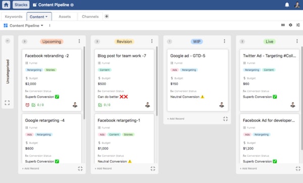 Stackby Kanban view