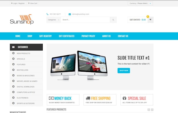 SunShop storefront designer