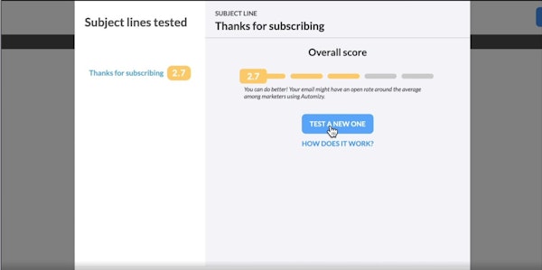 Automizy subject line tester