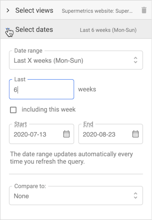 Supermeterics select date range