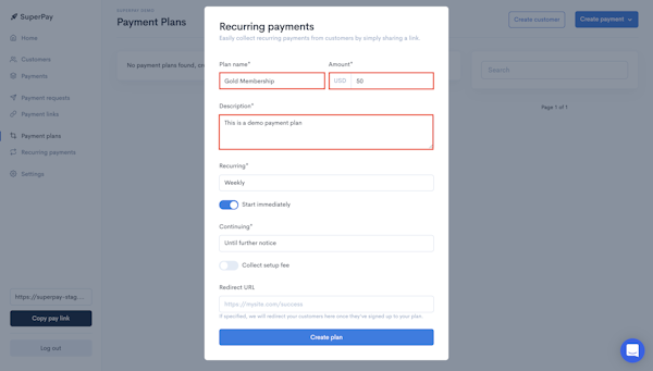 SuperPay recurring payment