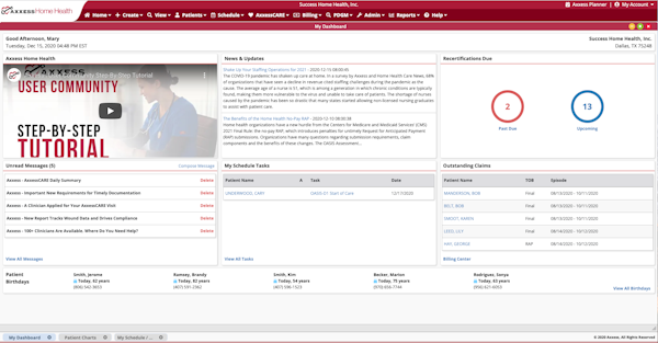 Home Health Software Dashboard