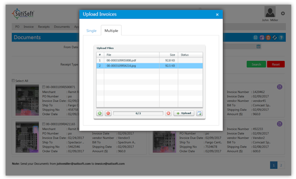 SutiAP invoice upload screenshot