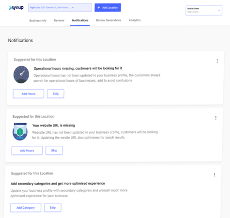 Synup notifications