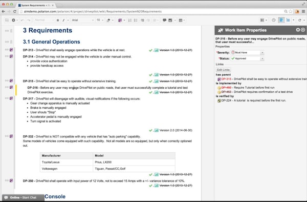 Polarion REQUIREMENTS system requirements