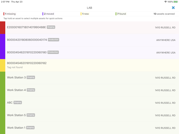 Asset Vue on Tablet