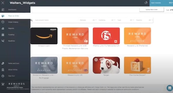 Tango Card place orders