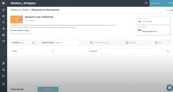 Tango Card rewards and recipients