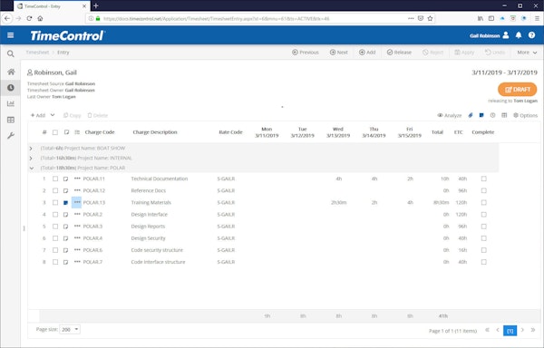 TimeControl timesheet