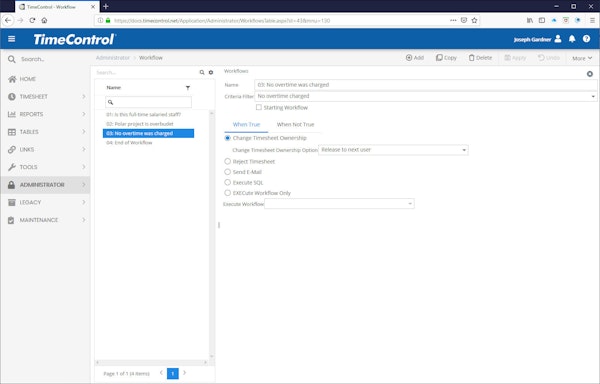 TimeControl workflow