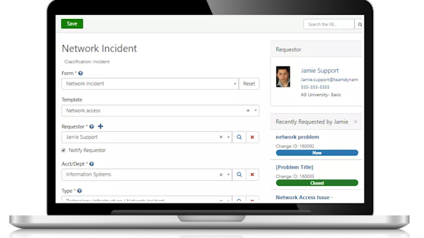 TeamDynamix incident screenshot