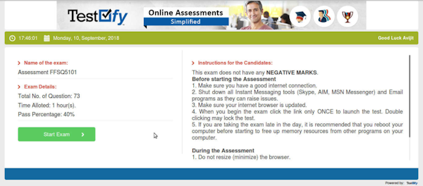 Testofy candidate portal