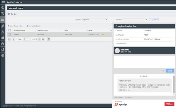 TruCadence lead dashboard