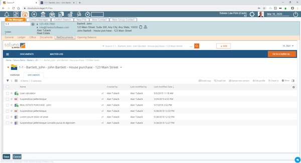 Soluno - Matter Manager with Net Docs