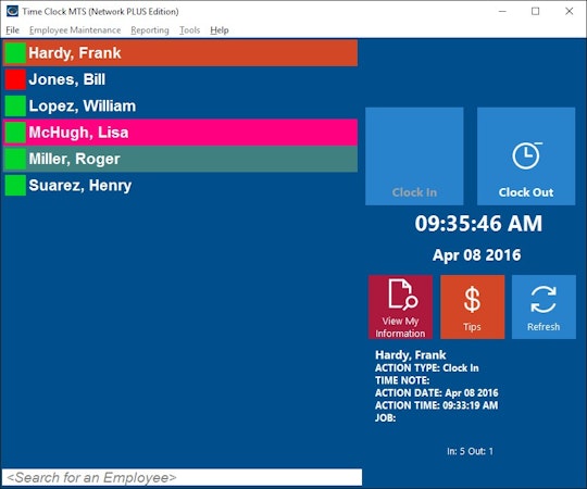 TimeClock MTS employee details
