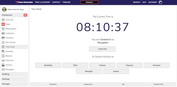 Paw Partner timeclock