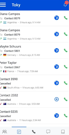Toky shared call logs