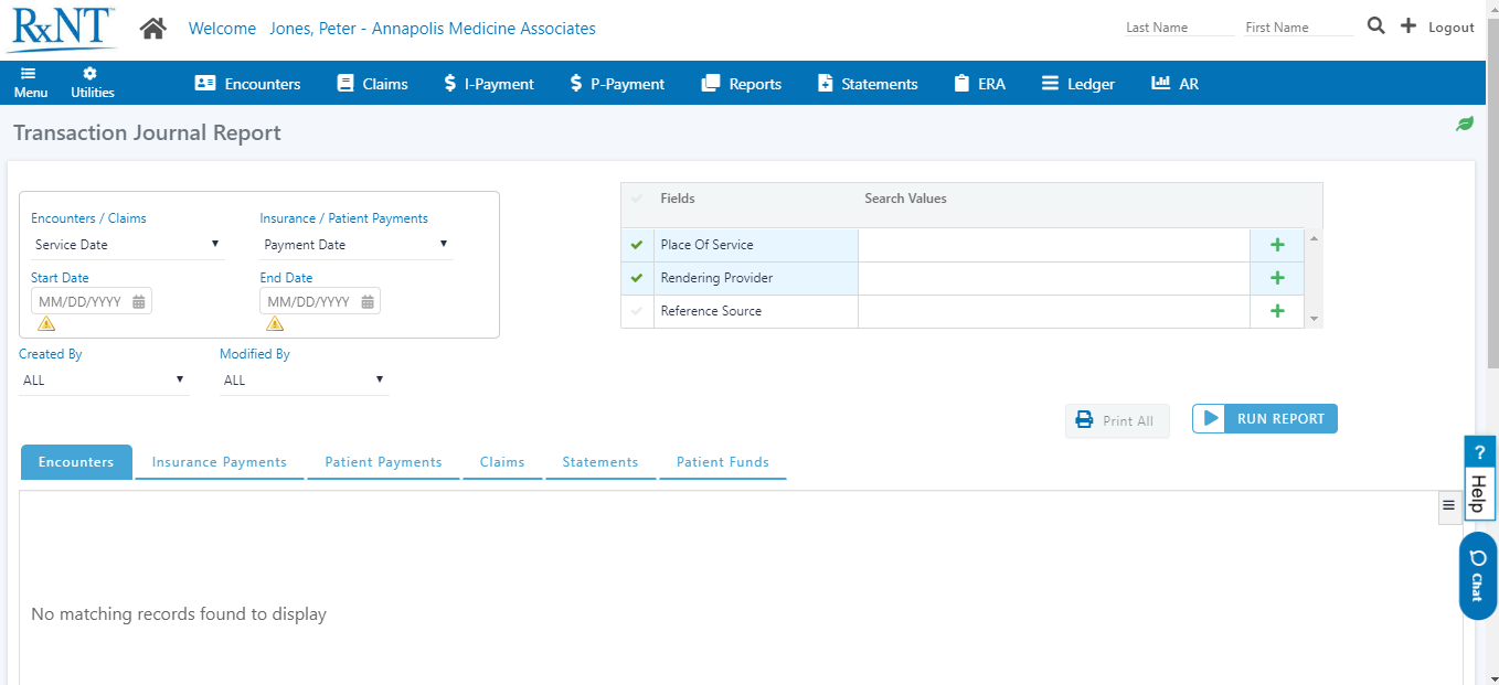 RXNT - Transaction journal reports