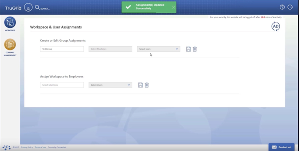 TruGrid workspace and user assignments