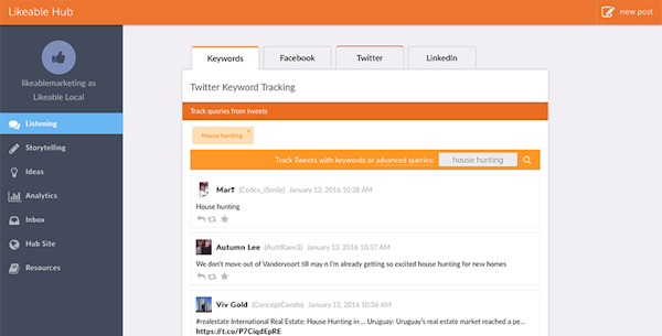 Twitter keyword tracking