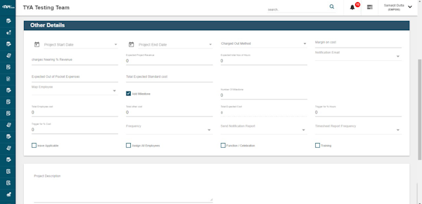 TYASuite Project Management task details