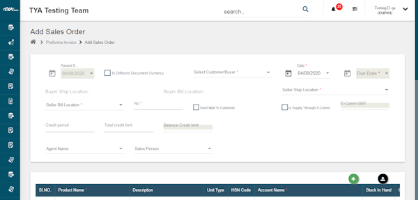 TYASuite Sales Order Management add sales order
