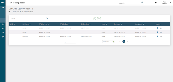TYASuite Vendor Management RFQ by vendor