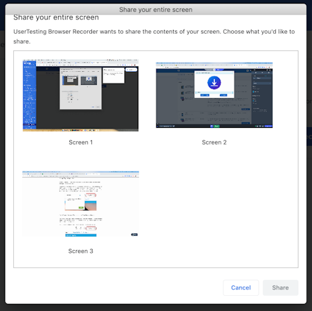 UserTesting screen sharing