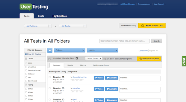UserTesting create tests