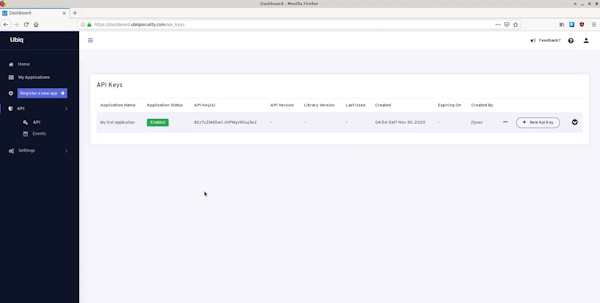 Ubiq API keys