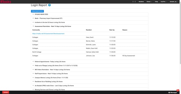 RTasks login report