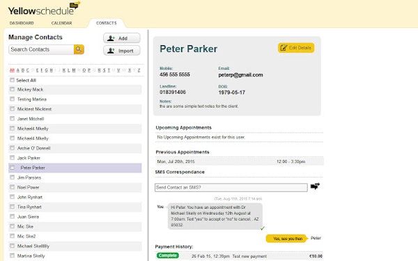 YellowSchedule contact management