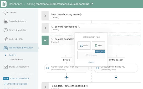 YouCanBook.me dashboard