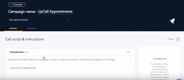 Upcall call scripts and instructions