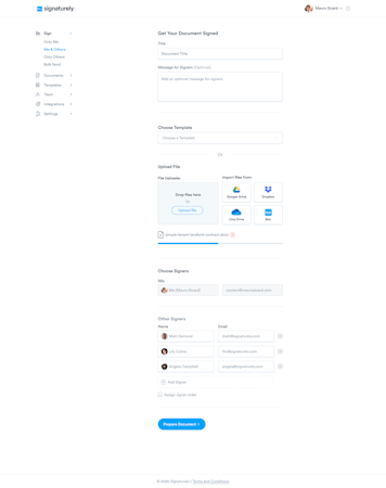 Signaturely document upload